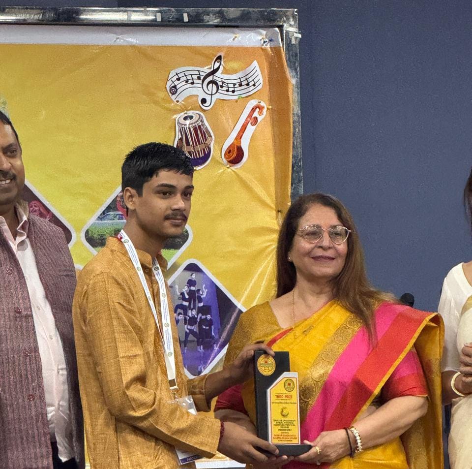 Nitin Mishra — prize winner in a music competition.